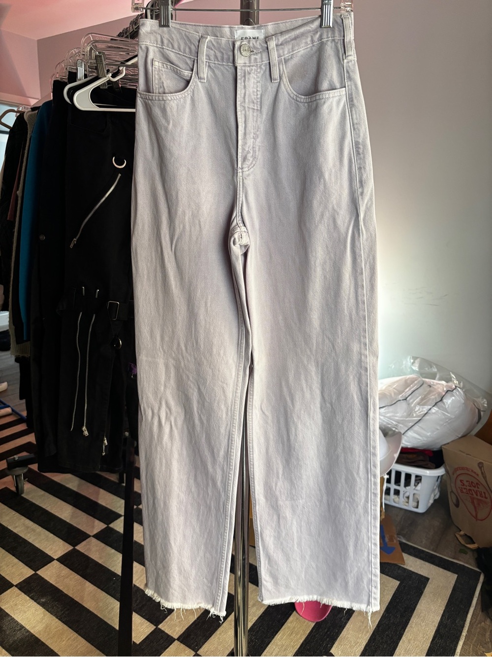 Frame Denim Light Lavender Straight-Leg Jeans